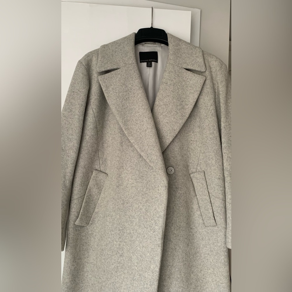 Grey, wool mid-length coat
